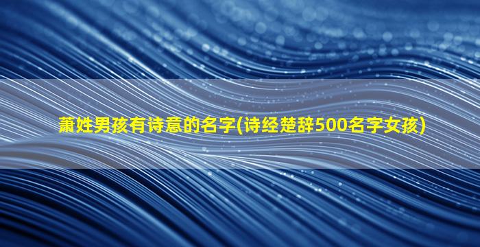 萧姓男孩有诗意的名字(诗经楚辞500名字女孩)