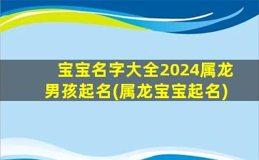 宝宝名字大全2024属龙男孩起名(属龙宝宝起名)