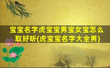 宝宝名字虎宝宝男宝女宝怎么取好听(虎宝宝名字大全男)