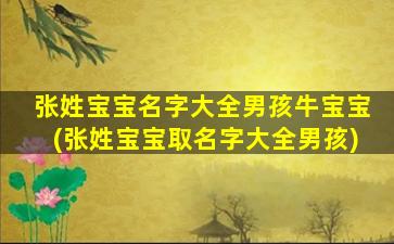 张姓宝宝名字大全男孩牛宝宝(张姓宝宝取名字大全男孩)