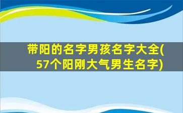 带阳的名字男孩名字大全(57个阳刚大气男生名字)