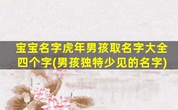 宝宝名字虎年男孩取名字大全四个字(男孩独特少见的名字)