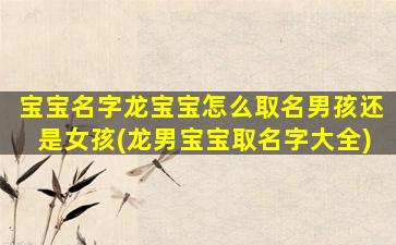 宝宝名字龙宝宝怎么取名男孩还是女孩(龙男宝宝取名字大全)