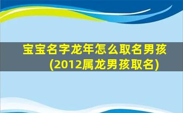 宝宝名字龙年怎么取名男孩(2012属龙男孩取名)