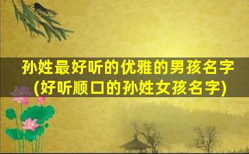 孙姓最好听的优雅的男孩名字(好听顺口的孙姓女孩名字)