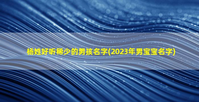 杨姓好听稀少的男孩名字(2023年男宝宝名字)