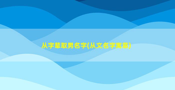 从字辈取男名字(从文名字寓意)