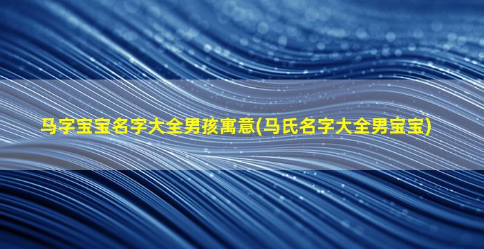 马字宝宝名字大全男孩寓意(马氏名字大全男宝宝)