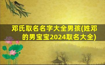 邓氏取名名字大全男孩(姓邓的男宝宝2024取名大全)