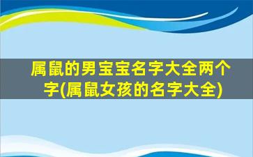 属鼠的男宝宝名字大全两个字(属鼠女孩的名字大全)
