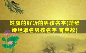 姓虞的好听的男孩名字(楚辞诗经取名男孩名字 有典故)