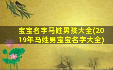 宝宝名字马姓男孩大全(2019年马姓男宝宝名字大全)
