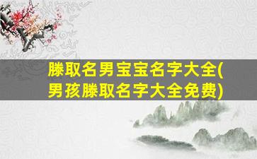 滕取名男宝宝名字大全(男孩滕取名字大全免费)