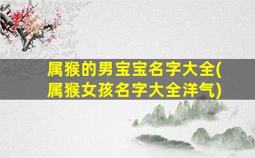 属猴的男宝宝名字大全(属猴女孩名字大全洋气)