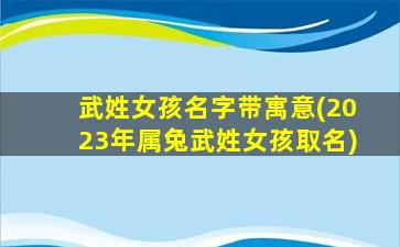 武姓女孩名字带寓意(2023年属兔武姓女孩取名)