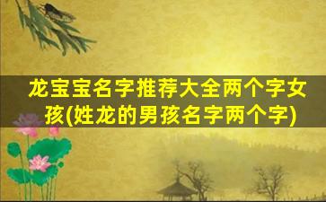 龙宝宝名字推荐大全两个字女孩(姓龙的男孩名字两个字)