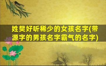 姓樊好听稀少的女孩名字(带源字的男孩名字霸气的名字)