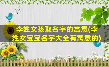 李姓女孩取名字的寓意(李姓女宝宝名字大全有寓意的)