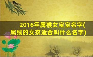 2016年属猴女宝宝名字(属猴的女孩适合叫什么名字)
