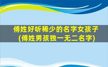 傅姓好听稀少的名字女孩子(傅姓男孩独一无二名字)