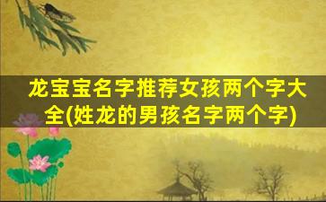 龙宝宝名字推荐女孩两个字大全(姓龙的男孩名字两个字)