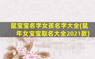 鼠宝宝名字女孩名字大全(鼠年女宝宝取名大全2021款)