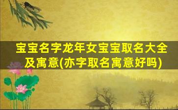 宝宝名字龙年女宝宝取名大全及寓意(亦字取名寓意好吗)
