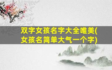双字女孩名字大全唯美(女孩名简单大气一个字)