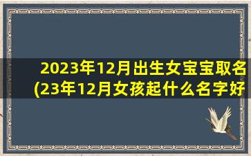 2023年12月出生女宝宝取名(23年12月女孩起什么名字好)