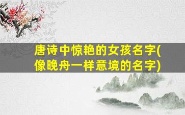 唐诗中惊艳的女孩名字(像晚舟一样意境的名字)