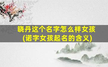 晓丹这个名字怎么样女孩(诺字女孩起名的含义)