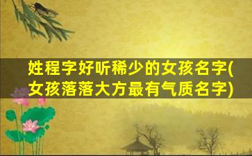 姓程字好听稀少的女孩名字(女孩落落大方最有气质名字)