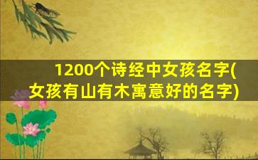 1200个诗经中女孩名字(女孩有山有木寓意好的名字)