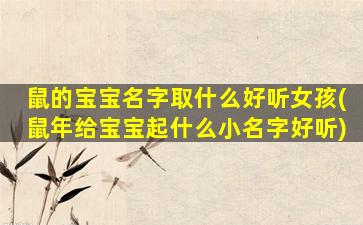 鼠的宝宝名字取什么好听女孩(鼠年给宝宝起什么小名字好听)