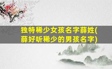 独特稀少女孩名字薛姓(薛好听稀少的男孩名字)