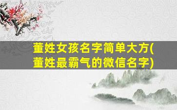 董姓女孩名字简单大方(董姓最霸气的微信名字)