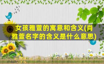 女孩雅萱的寓意和含义(肖雅萱名字的含义是什么意思)