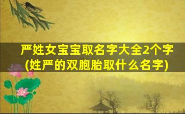 严姓女宝宝取名字大全2个字(姓严的双胞胎取什么名字)