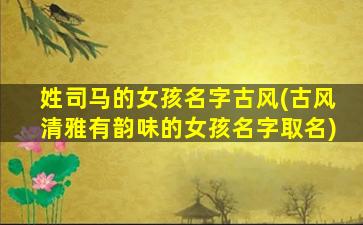 姓司马的女孩名字古风(古风清雅有韵味的女孩名字取名)