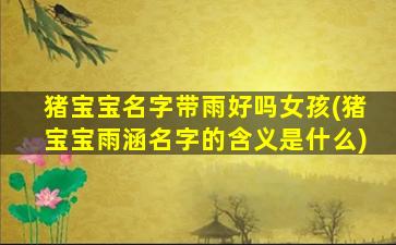 猪宝宝名字带雨好吗女孩(猪宝宝雨涵名字的含义是什么)
