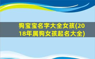 狗宝宝名字大全女孩(2018年属狗女孩起名大全)
