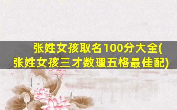 张姓女孩取名100分大全(张姓女孩三才数理五格最佳配)