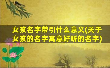 女孩名字带引什么意义(关于女孩的名字寓意好听的名字)