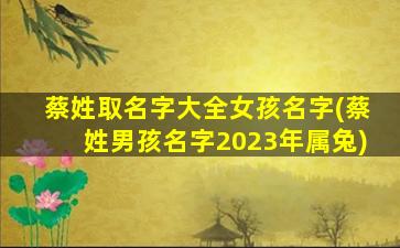 蔡姓取名字大全女孩名字(蔡姓男孩名字2023年属兔)