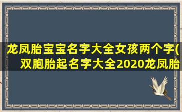 龙凤胎宝宝名字大全女孩两个字(双胞胎起名字大全2020龙凤胎)