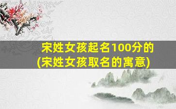 宋姓女孩起名100分的(宋姓女孩取名的寓意)