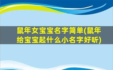 鼠年女宝宝名字简单(鼠年给宝宝起什么小名字好听)