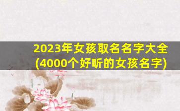 2023年女孩取名名字大全(4000个好听的女孩名字)