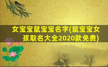 女宝宝鼠宝宝名字(鼠宝宝女孩取名大全2020款免费)