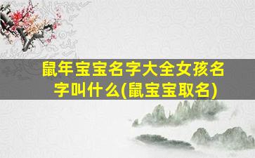 鼠年宝宝名字大全女孩名字叫什么(鼠宝宝取名)